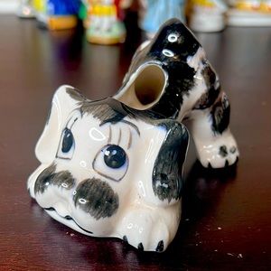 Vintage 1940's Made in Occupied Japan Playful Puppy Dog Planter, MIOJ porcelain